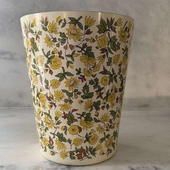 Vintage Other - Vintage Floral Patterned Wastebasket or Trash Can